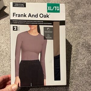 Frank And Oak Women's Long Sleeve Smoothing Tee - Mauve and black 2 shirt pack